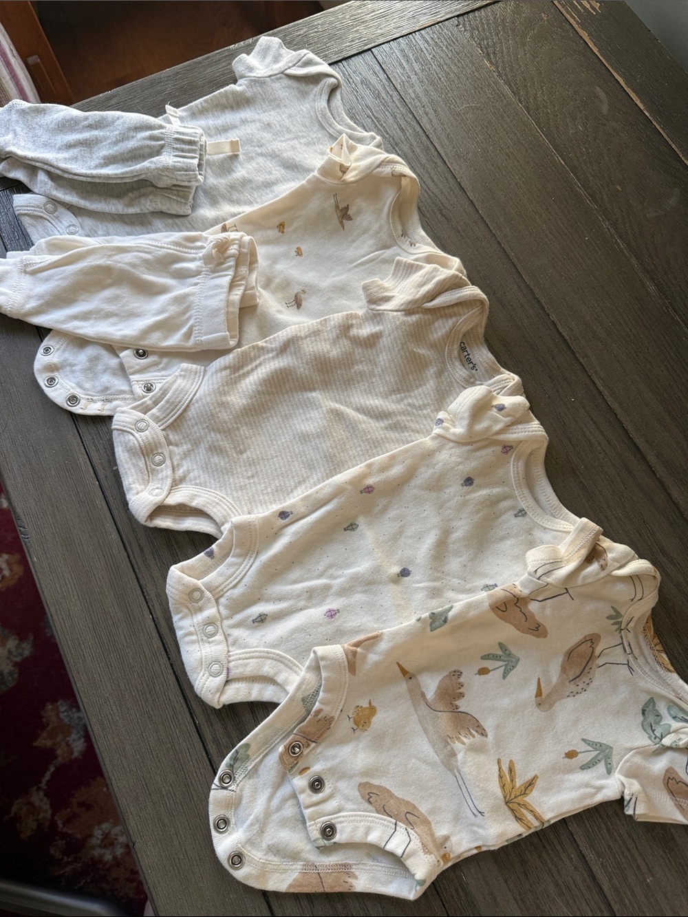NWOT Carter's Neutral Cream & Beige Baby Onesie Set